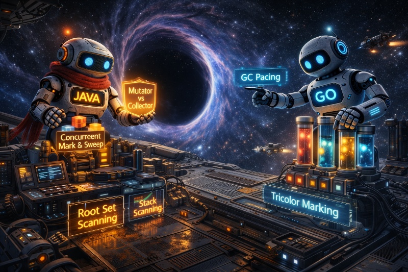 Internal structure of the Garbage Collector: Go ↔ Java