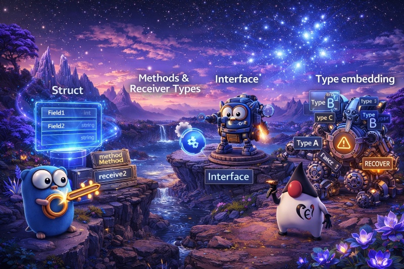 Struct, methods and interfaces in Go vs Java | Types - Language
