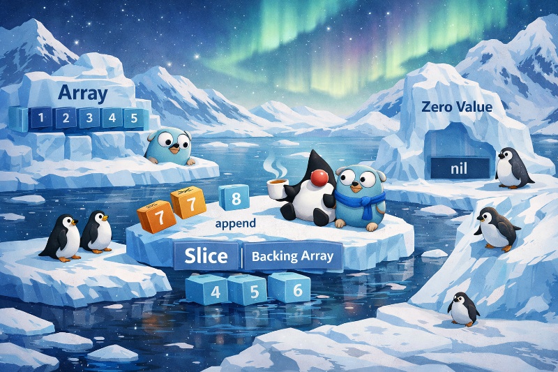 Analyzing: array, slice, map, zero value - in Go vs Java | Types - Language